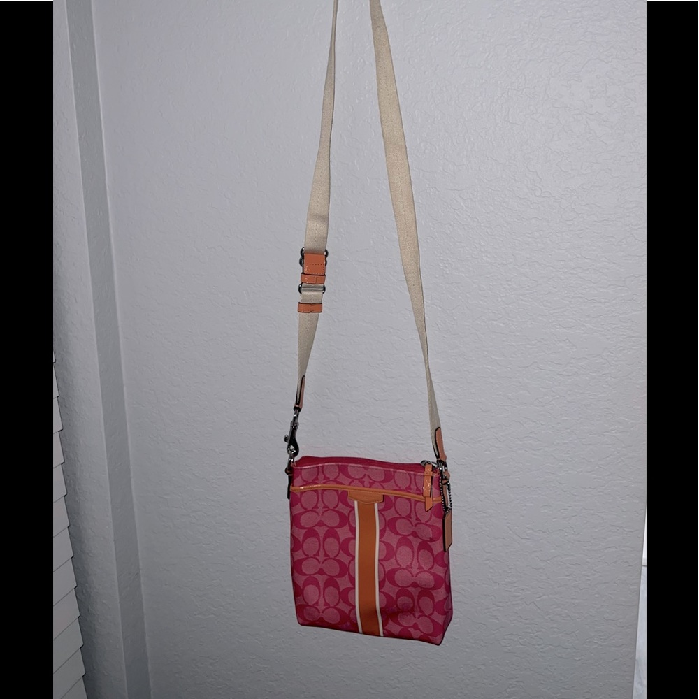 Pink orange Coach crossbody